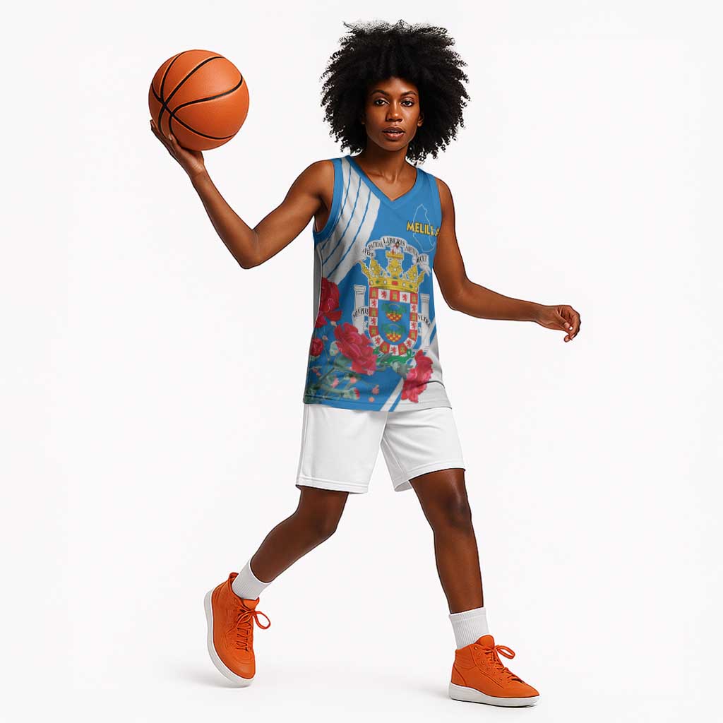 Melilla Spain Basketball Jersey Coat Of Arms With Map - African Pride