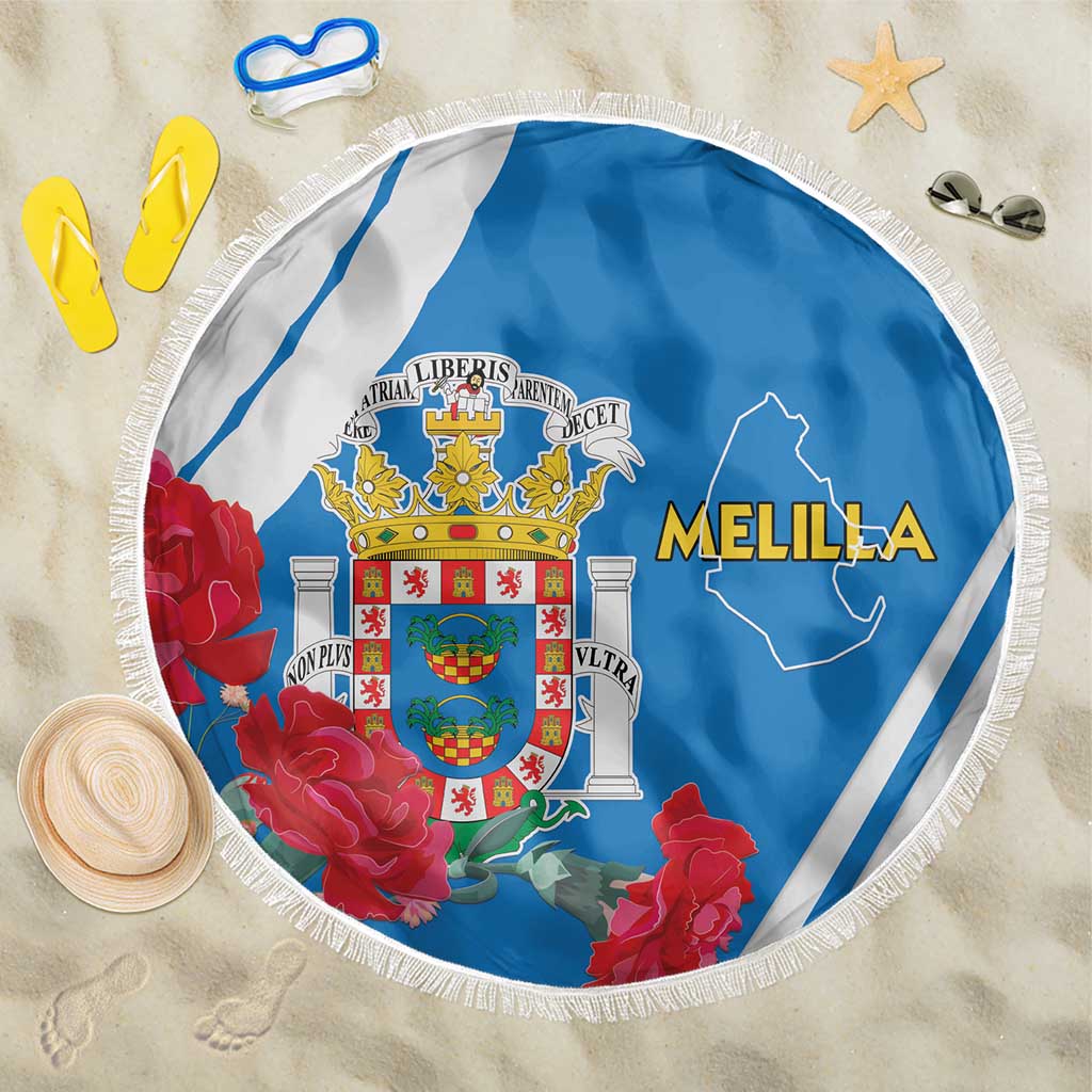 Melilla Spain Beach Blanket Coat Of Arms With Map