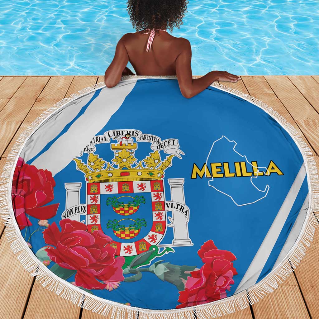 Melilla Spain Beach Blanket Coat Of Arms With Map