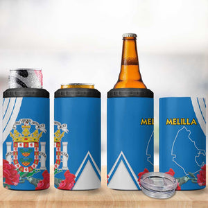 Melilla Spain 4 in 1 Can Cooler Tumbler Coat Of Arms With Map