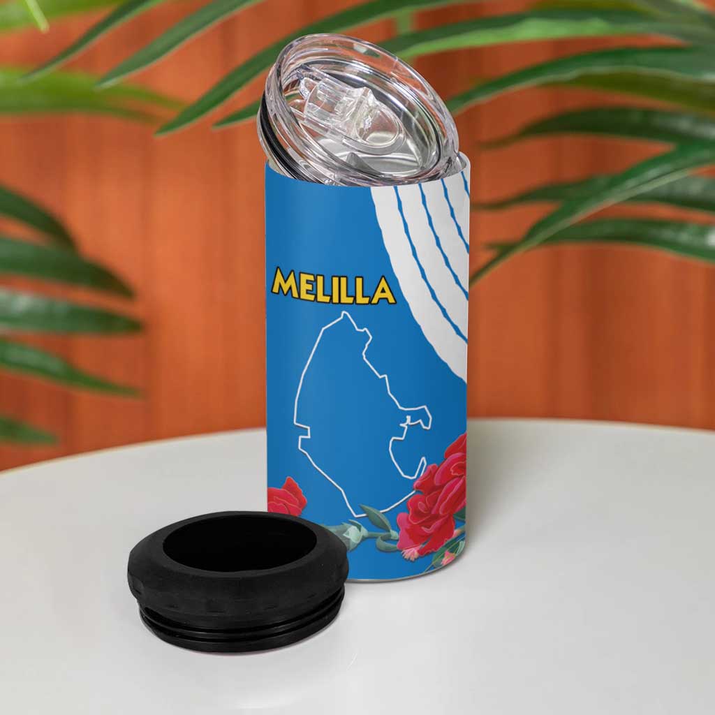 Melilla Spain 4 in 1 Can Cooler Tumbler Coat Of Arms With Map