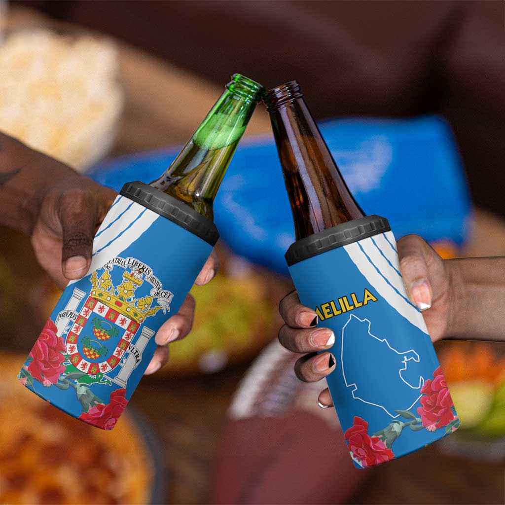 Melilla Spain 4 in 1 Can Cooler Tumbler Coat Of Arms With Map