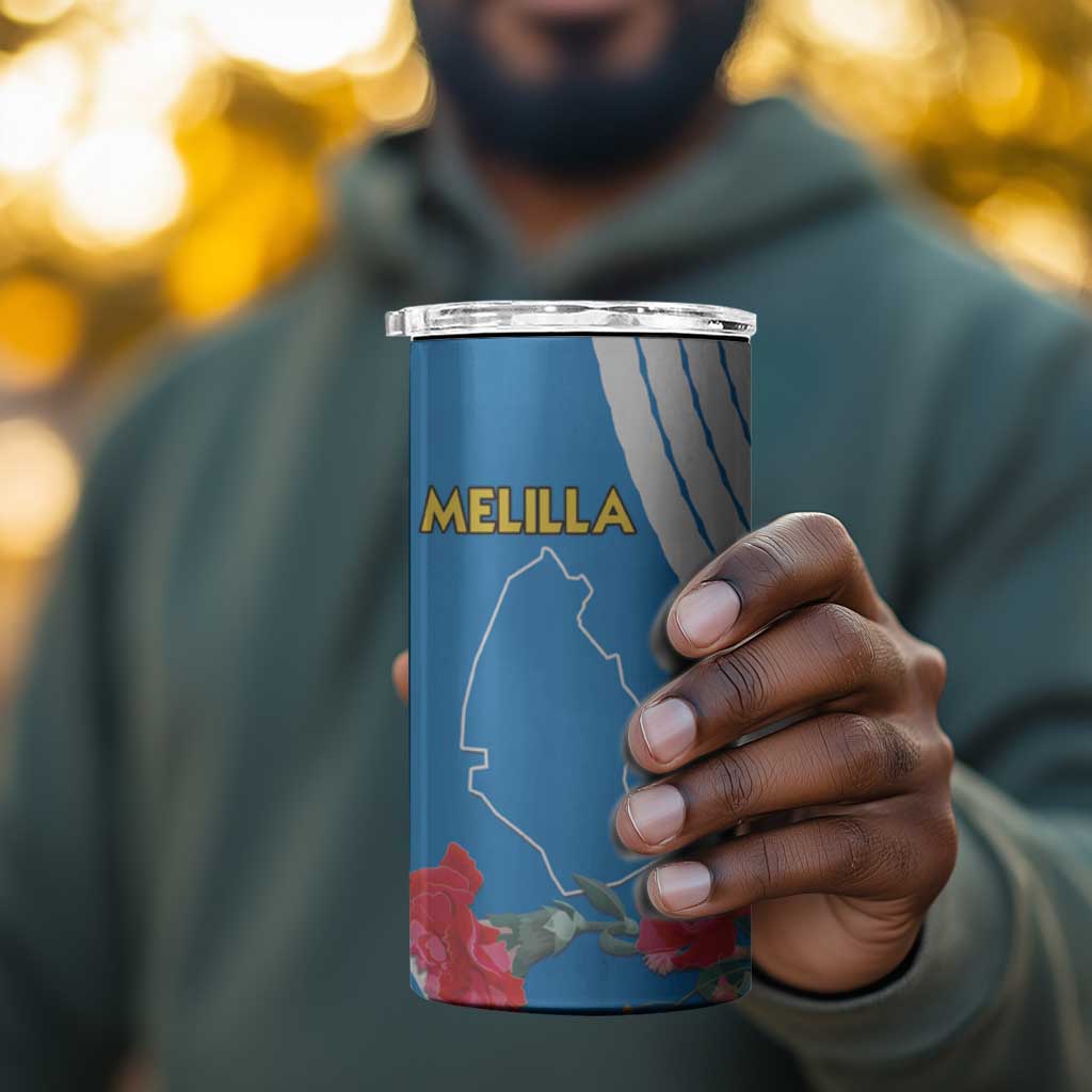 Melilla Spain 4 in 1 Can Cooler Tumbler Coat Of Arms With Map