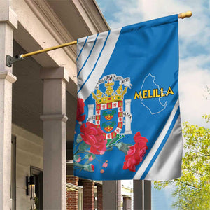 Melilla Spain Garden Flag Coat Of Arms With Map