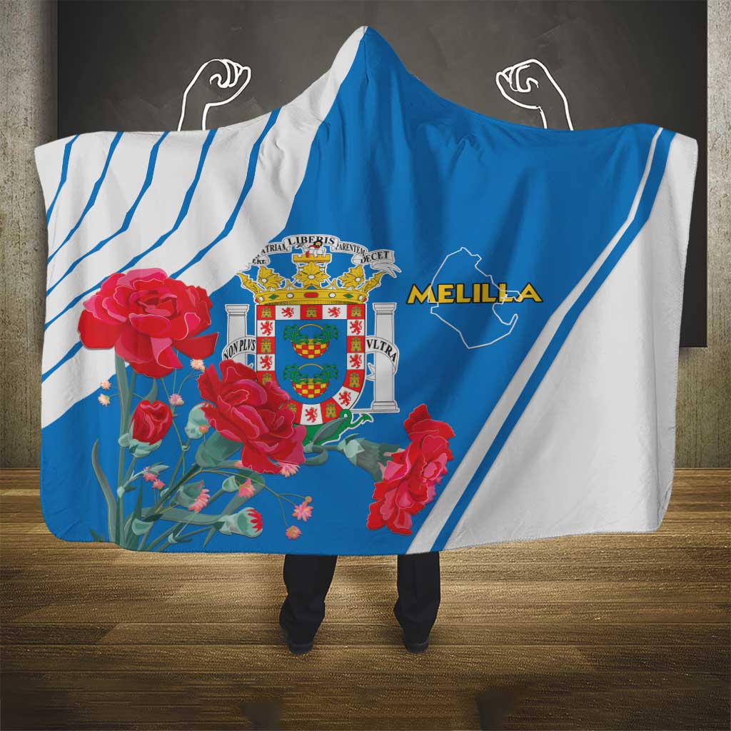 Melilla Spain Hooded Blanket Coat Of Arms With Map