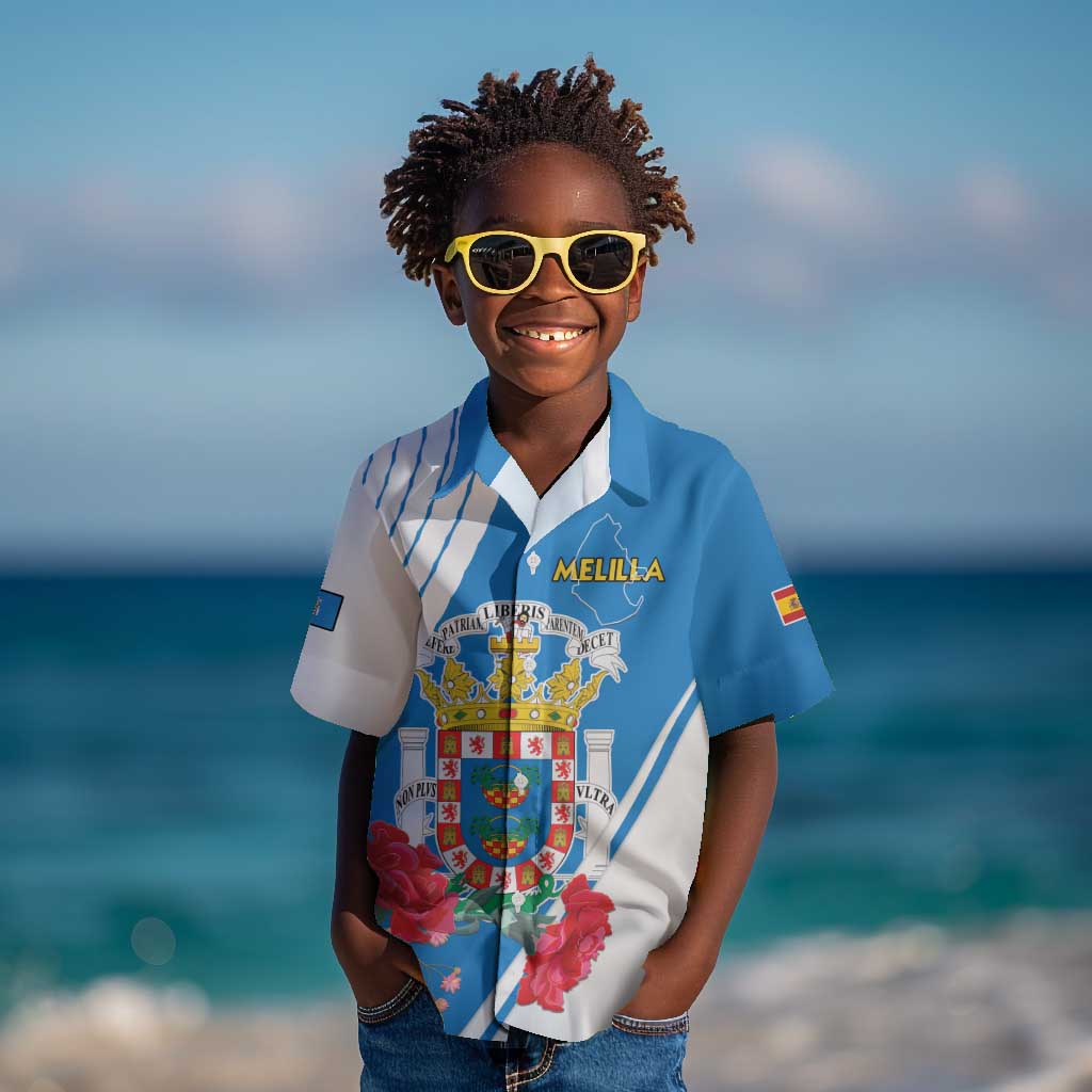 Melilla Spain Kid Hawaiian Shirt Coat Of Arms With Map