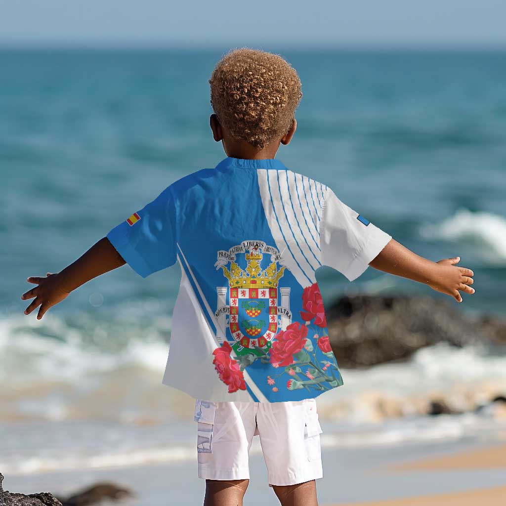 Melilla Spain Kid Hawaiian Shirt Coat Of Arms With Map