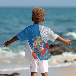 Melilla Spain Kid Hawaiian Shirt Coat Of Arms With Map