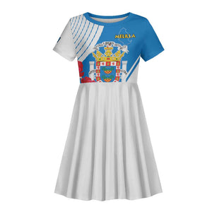 Melilla Spain Kid Short Sleeve Dress Coat Of Arms With Map