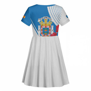 Melilla Spain Kid Short Sleeve Dress Coat Of Arms With Map