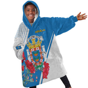 Melilla Spain Kid Wearable Blanket Hoodie Coat Of Arms With Map