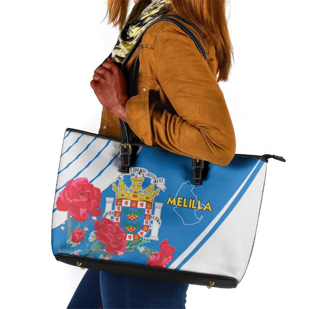 Melilla Spain Leather Tote Bag Coat Of Arms With Map