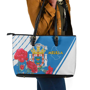 Melilla Spain Leather Tote Bag Coat Of Arms With Map