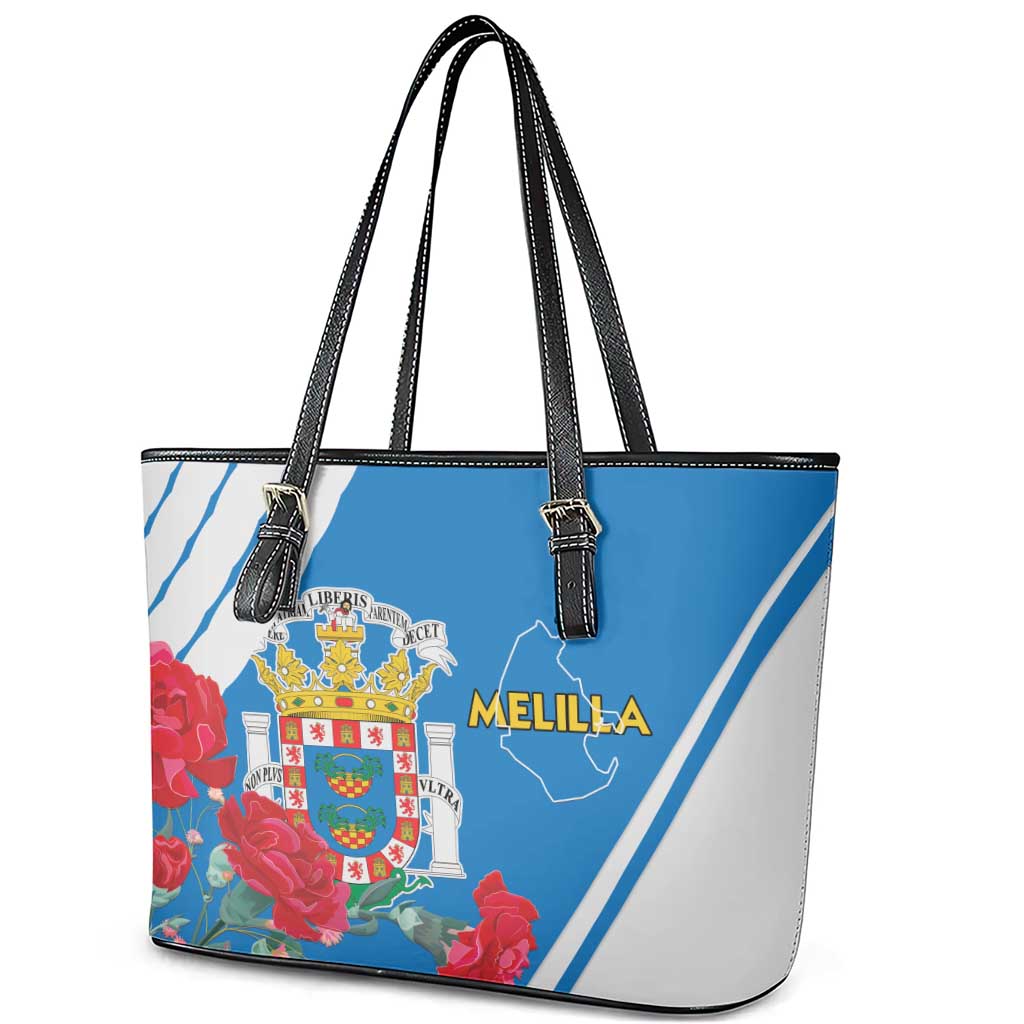 Melilla Spain Leather Tote Bag Coat Of Arms With Map