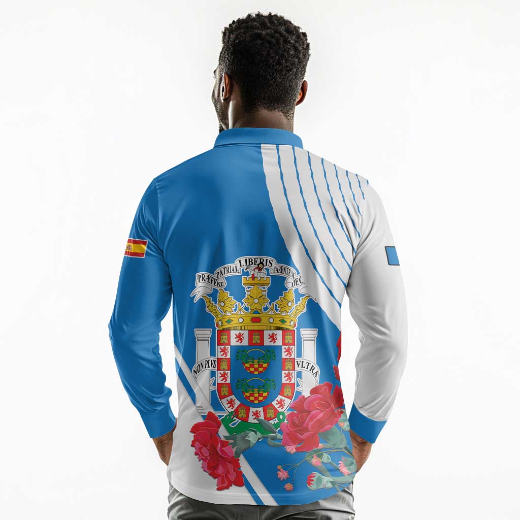 Melilla Spain Long Sleeve Polo Shirt Coat Of Arms With Map