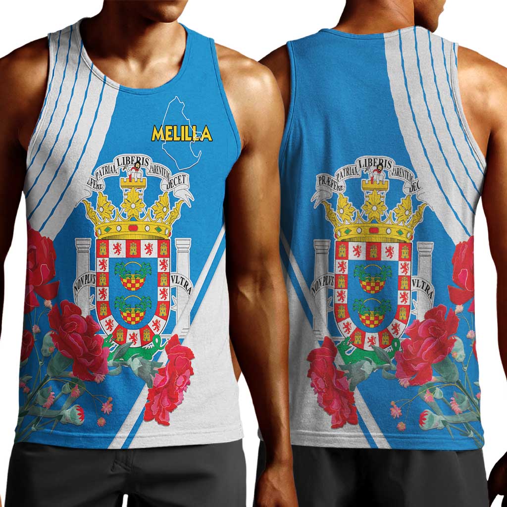 Melilla Spain Men Tank Top Coat Of Arms With Map