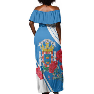Melilla Spain Off Shoulder Maxi Dress Coat Of Arms With Map