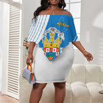 Melilla Spain Off Shoulder Short Dress Coat Of Arms With Map