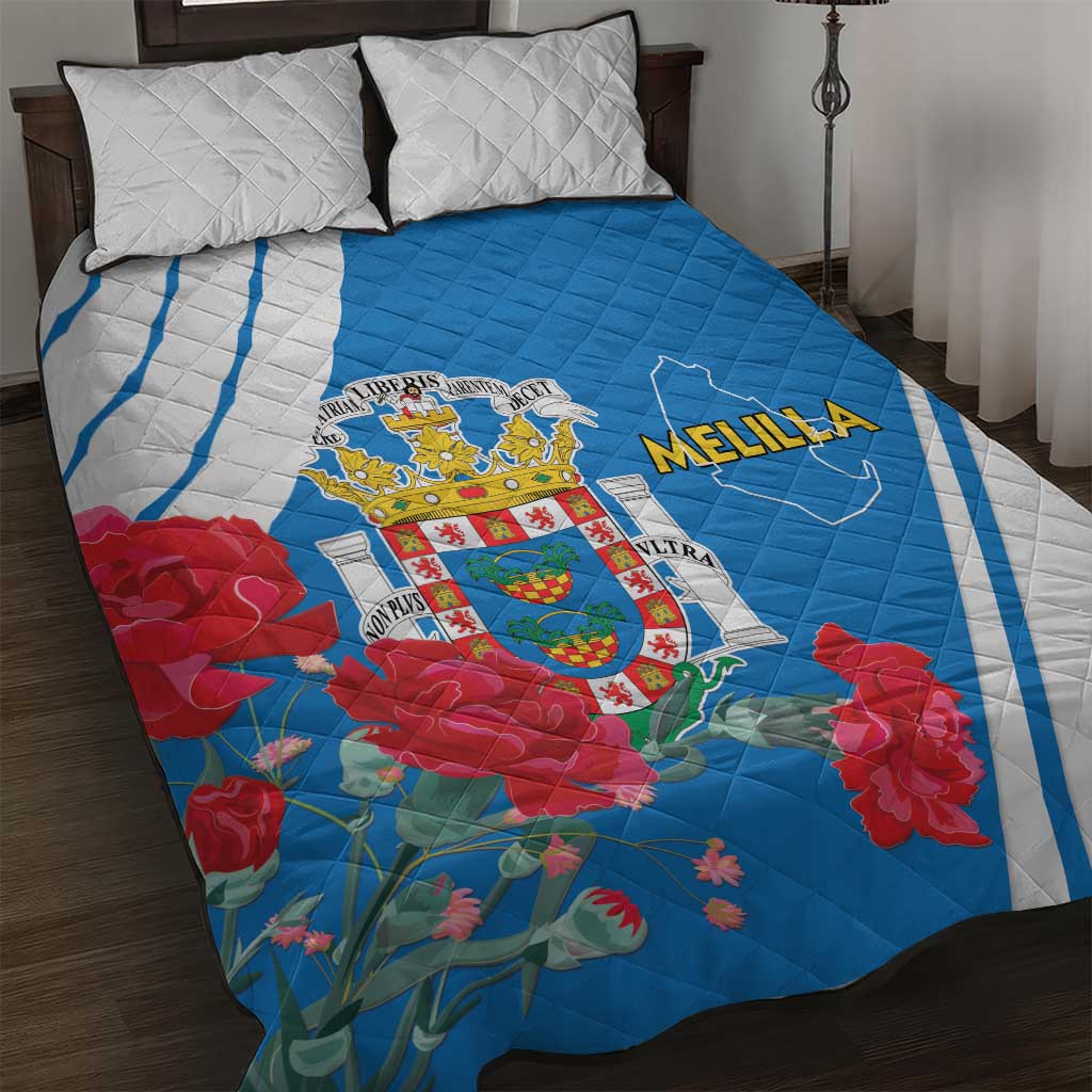Melilla Spain Quilt Bed Set Coat Of Arms With Map