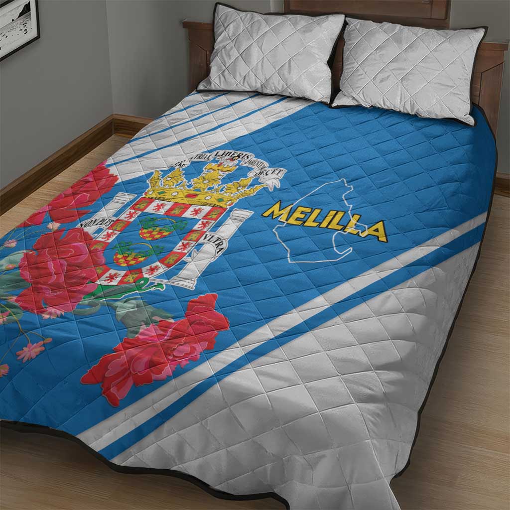 Melilla Spain Quilt Bed Set Coat Of Arms With Map