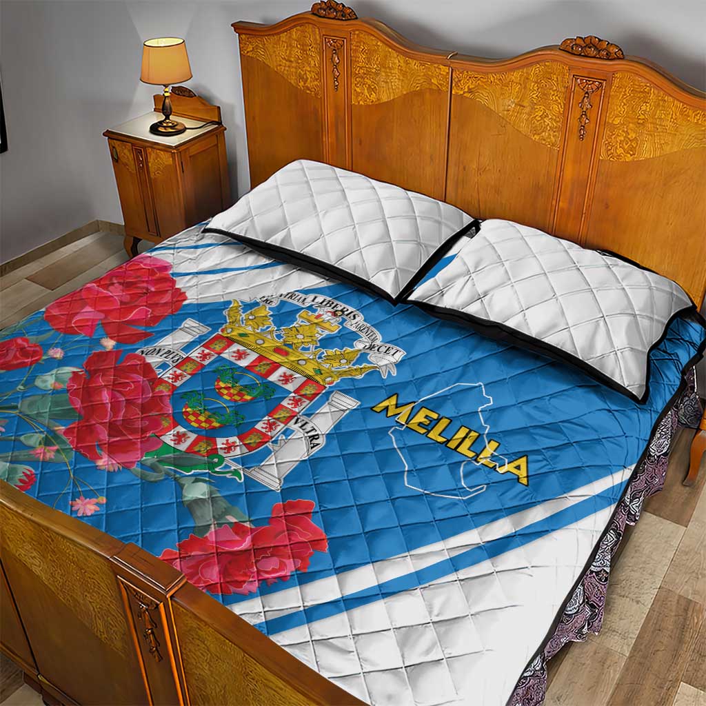 Melilla Spain Quilt Bed Set Coat Of Arms With Map