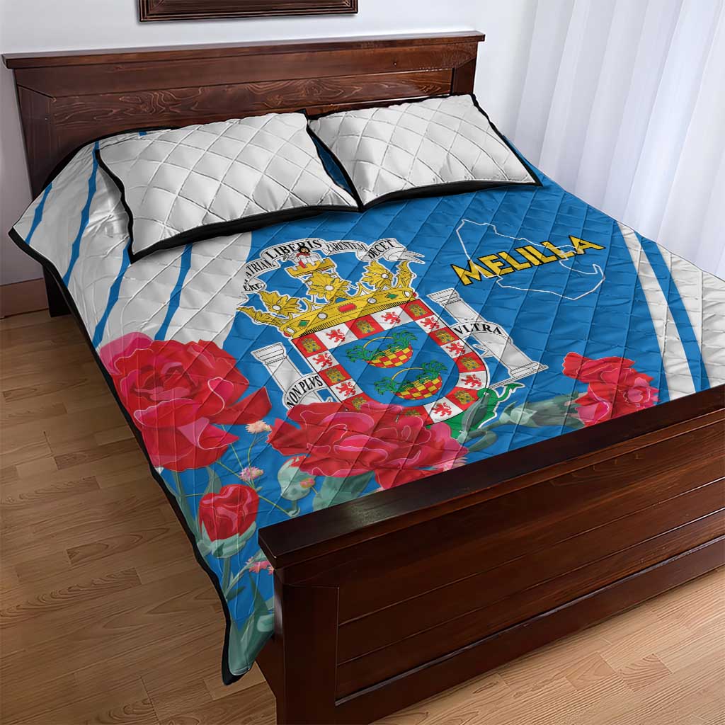Melilla Spain Quilt Bed Set Coat Of Arms With Map