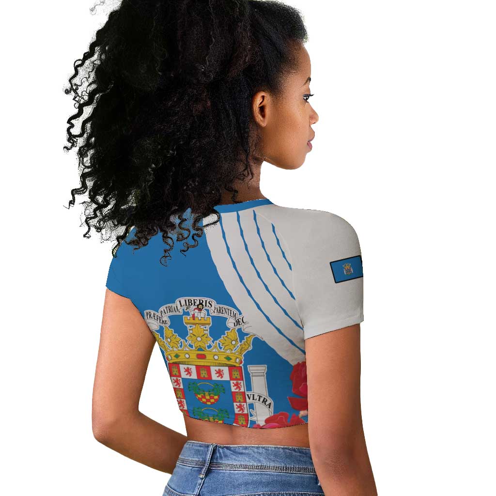 Melilla Spain Raglan Cropped T shirt Coat Of Arms With Map