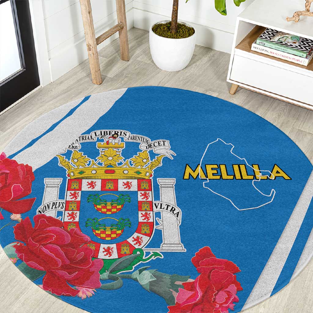 Melilla Spain Round Carpet Coat Of Arms With Map