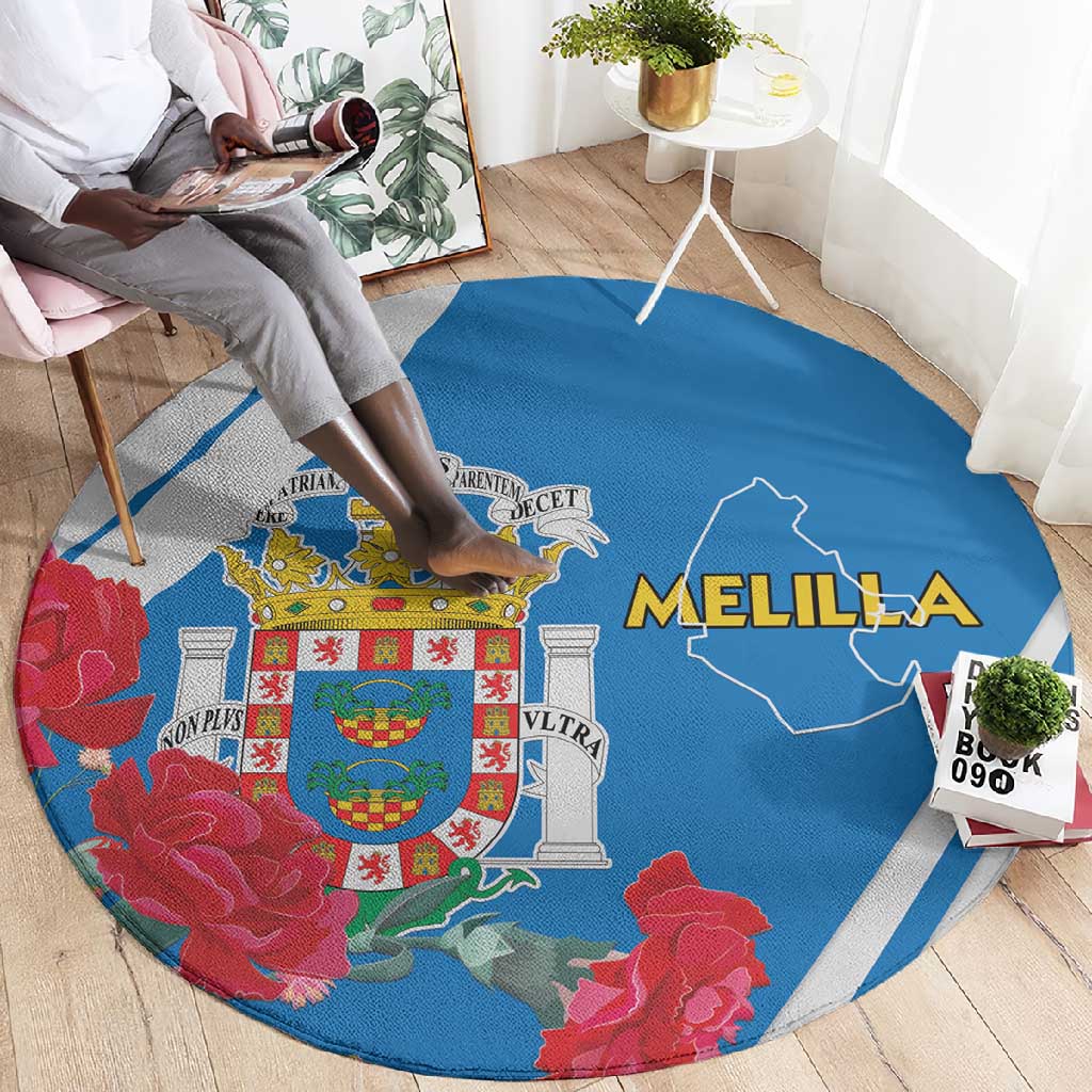 Melilla Spain Round Carpet Coat Of Arms With Map