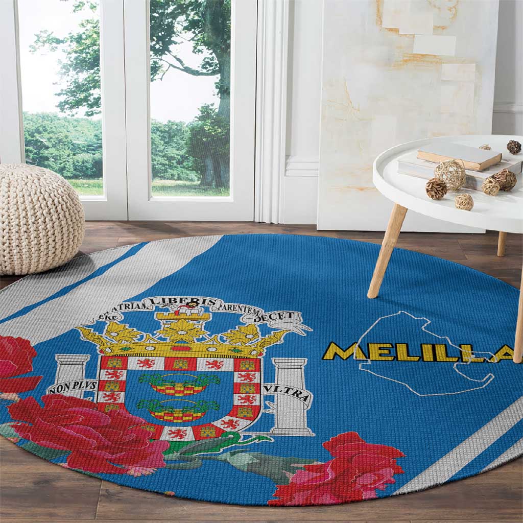Melilla Spain Round Carpet Coat Of Arms With Map