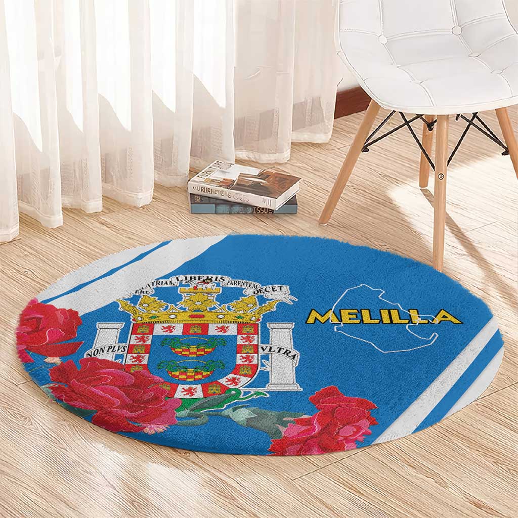 Melilla Spain Round Carpet Coat Of Arms With Map