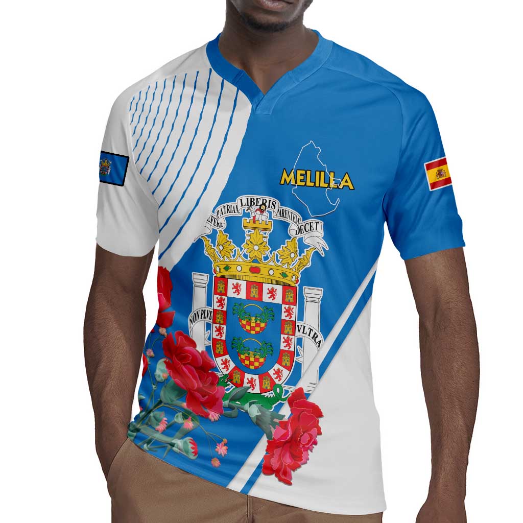 Melilla Spain Rugby Jersey Coat Of Arms With Map