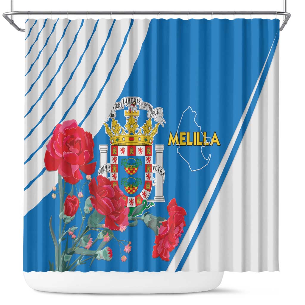 Melilla Spain Shower Curtain Coat Of Arms With Map