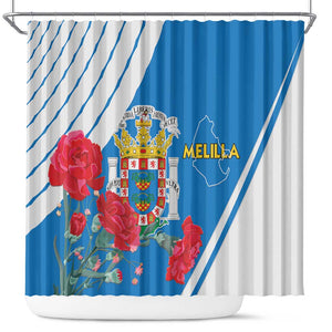 Melilla Spain Shower Curtain Coat Of Arms With Map