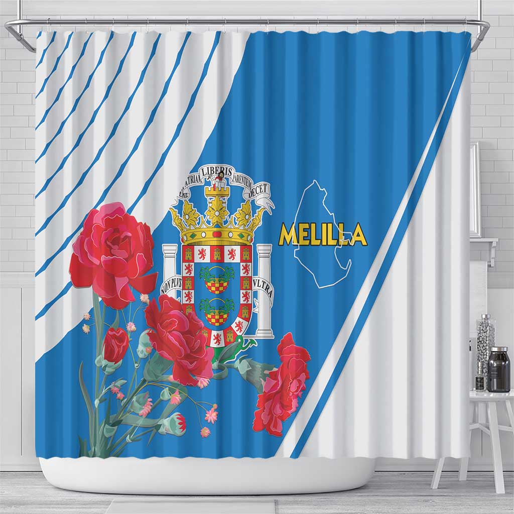 Melilla Spain Shower Curtain Coat Of Arms With Map