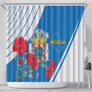 Melilla Spain Shower Curtain Coat Of Arms With Map