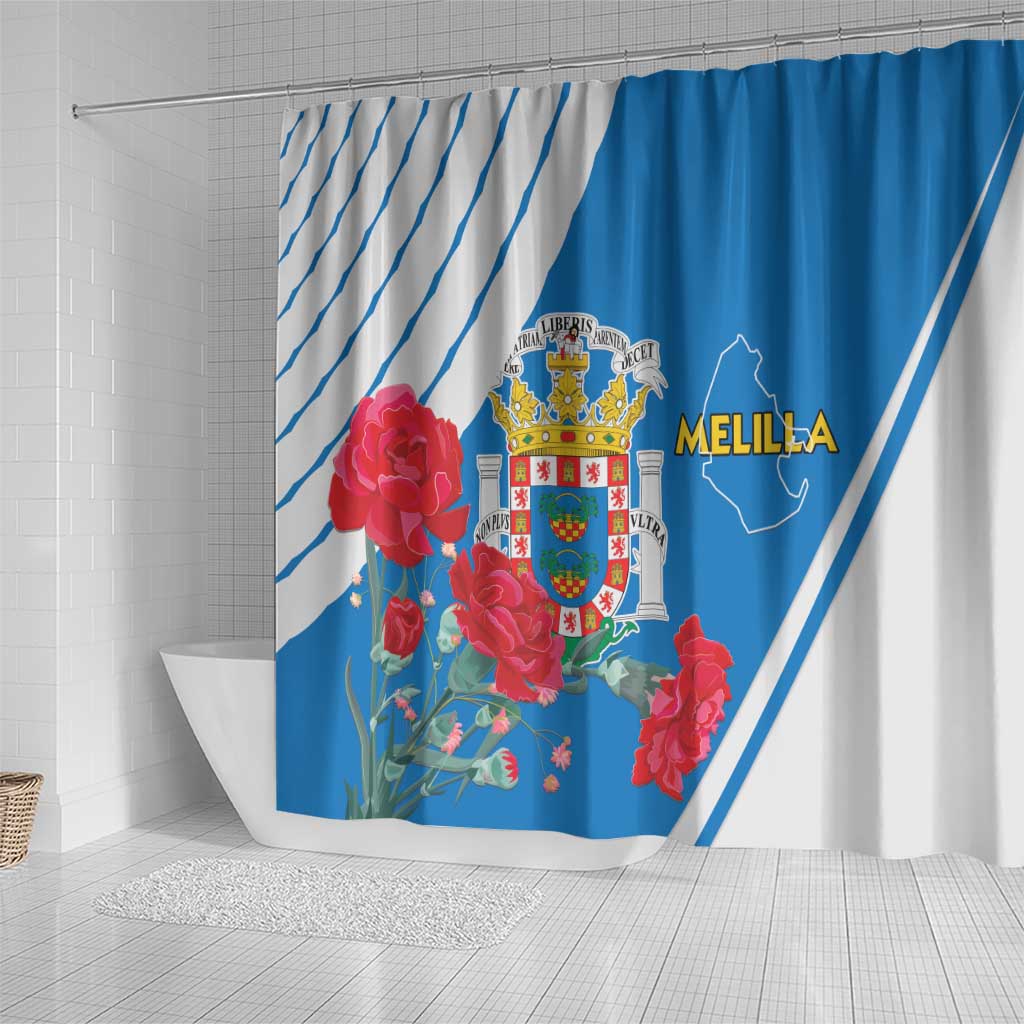 Melilla Spain Shower Curtain Coat Of Arms With Map