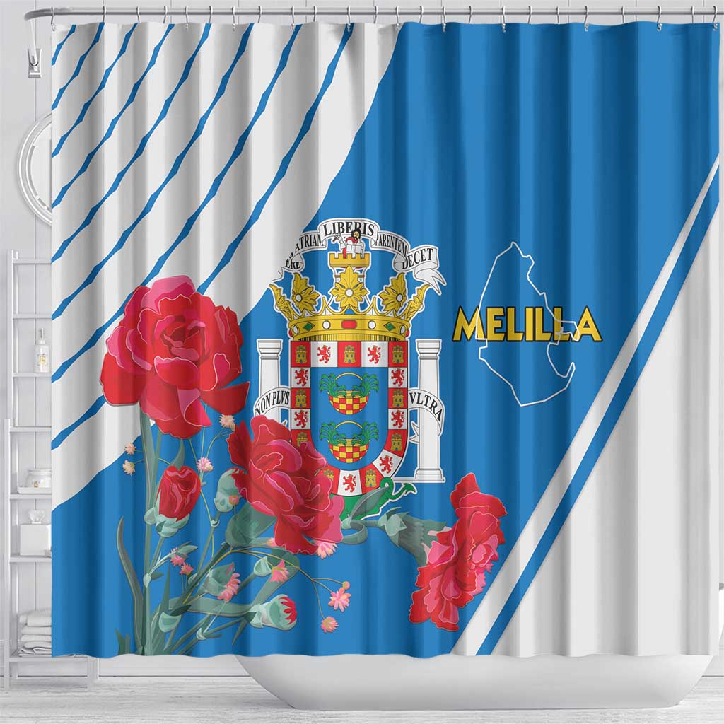 Melilla Spain Shower Curtain Coat Of Arms With Map