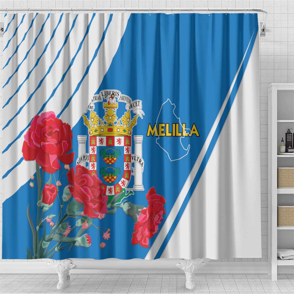 Melilla Spain Shower Curtain Coat Of Arms With Map