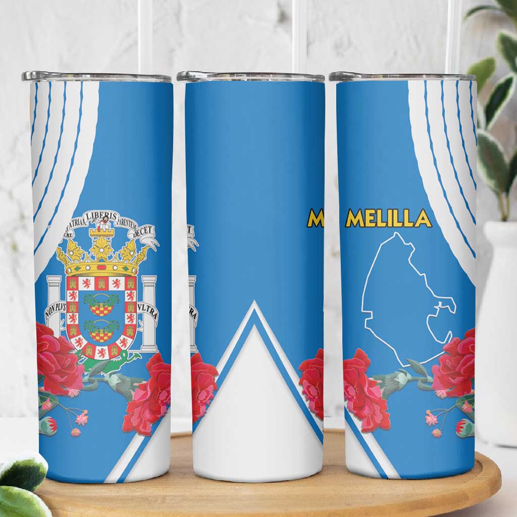 Melilla Spain Skinny Tumbler Coat Of Arms With Map