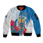 Melilla Spain Sleeve Zip Bomber Jacket Coat Of Arms With Map