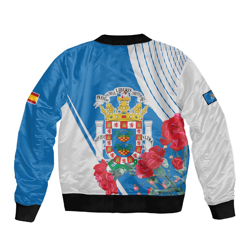 Melilla Spain Sleeve Zip Bomber Jacket Coat Of Arms With Map
