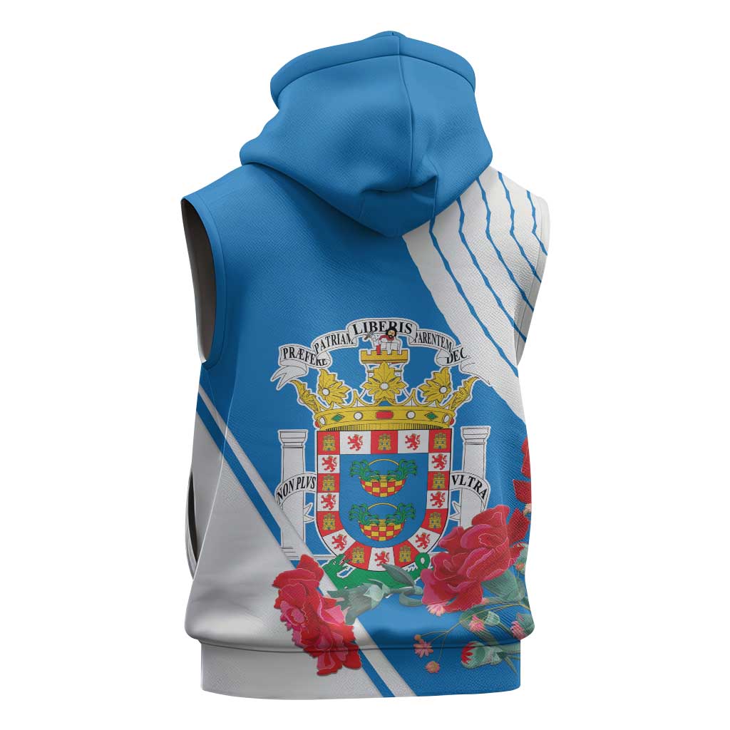 Melilla Spain Sleeveless Zip Hoodie Coat Of Arms With Map - African Pride