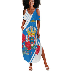 Melilla Spain Summer Maxi Dress Coat Of Arms With Map