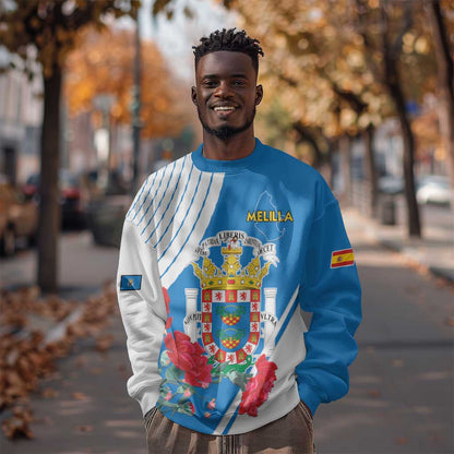 Melilla Spain Sweatshirt Coat Of Arms With Map