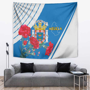 Melilla Spain Tapestry Coat Of Arms With Map