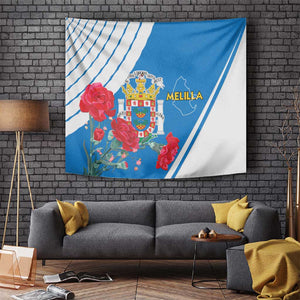 Melilla Spain Tapestry Coat Of Arms With Map