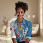 Melilla Spain Women Casual Shirt Coat Of Arms With Map