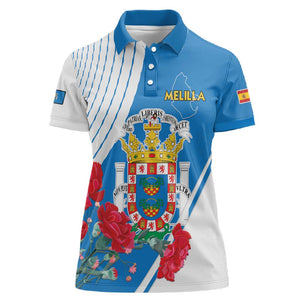 Melilla Spain Women Polo Shirt Coat Of Arms With Map
