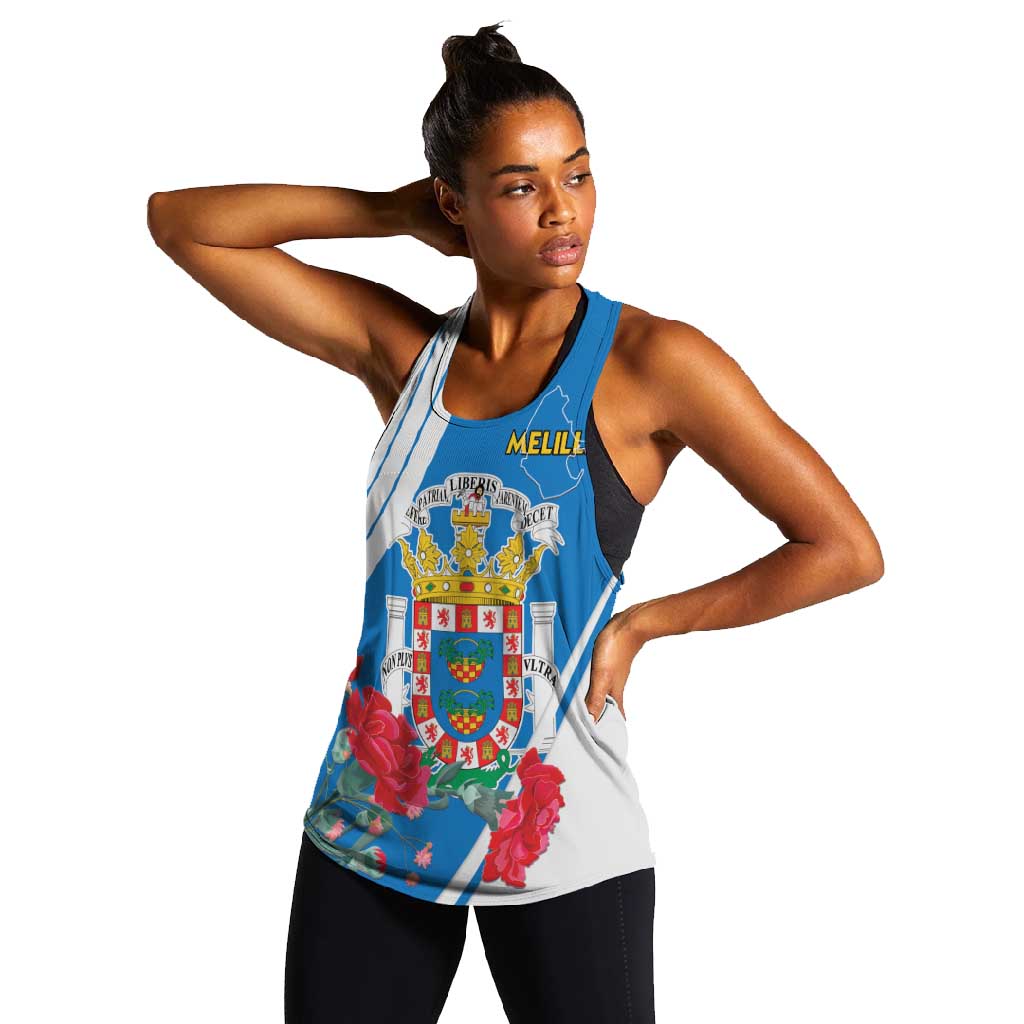 Melilla Spain Women Racerback Tank Coat Of Arms With Map